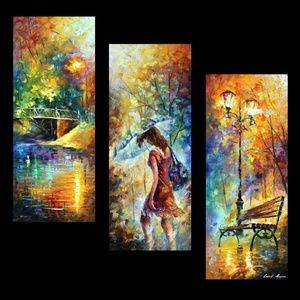 Aura of Autumn - set of 3 - palette knife oil painting on canvas
